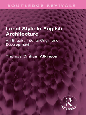 cover image of Local Style in English Architecture